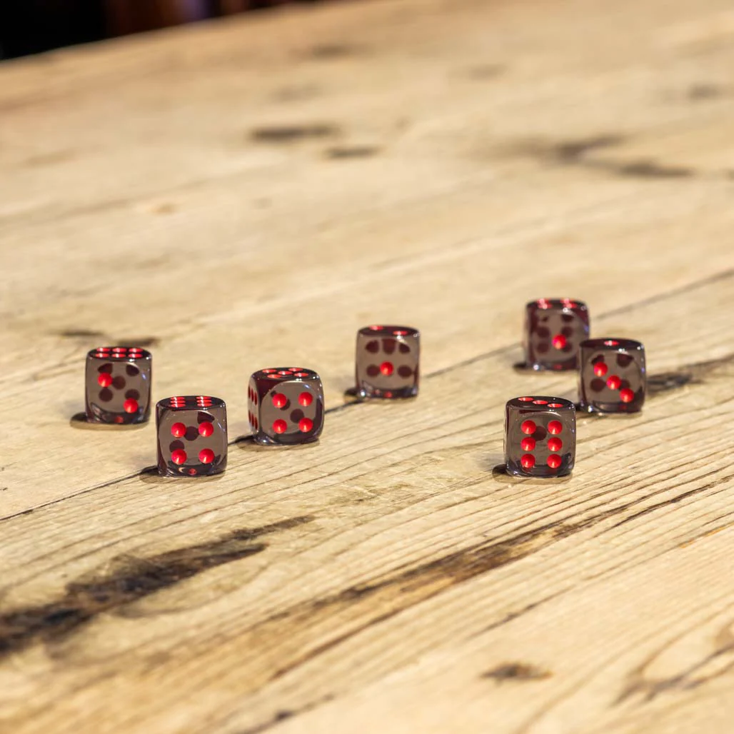 Chessex #23618 - Translucent Smoke / Red d6 (12ct)