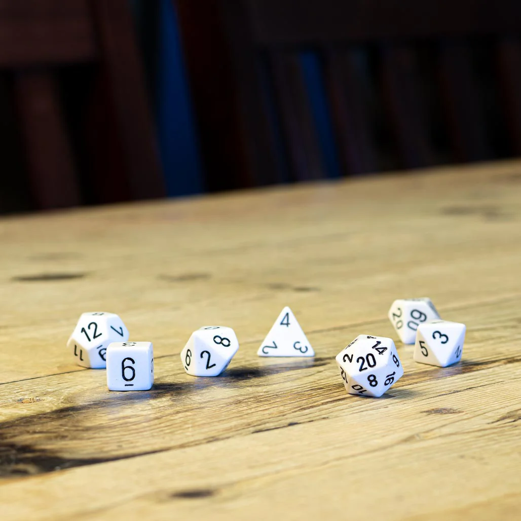 Chessex #25401 - Opaque White / Black Polyhedral (7ct)