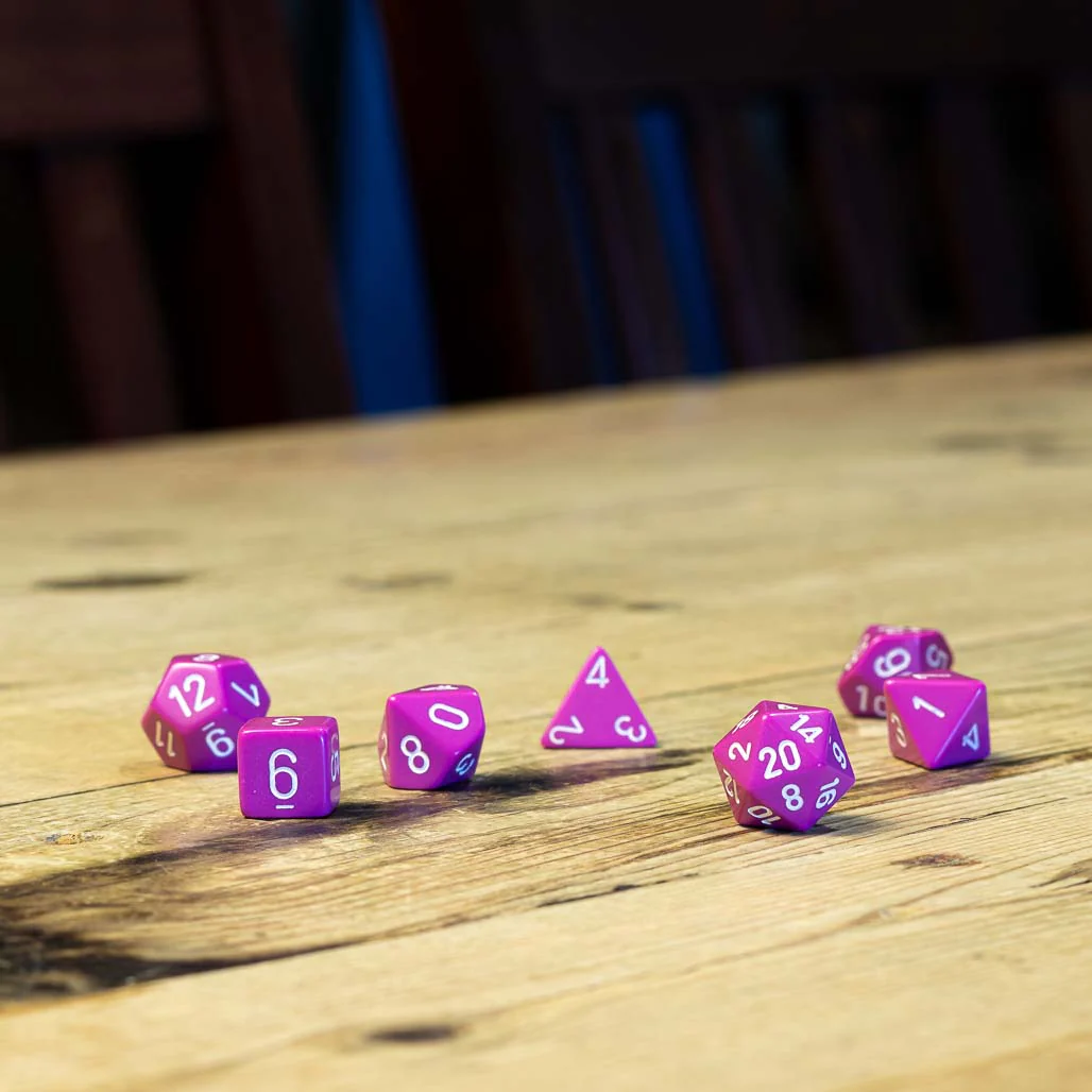 Chessex #25427 - Opaque Light Purple / White Polyhedral (7ct)